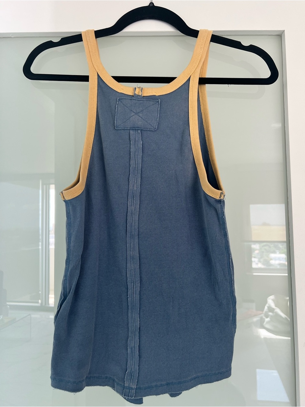 FREE PEOPLE  We the Free Ringer Tank Blue Yellow Trim Size Medium - Picture 5 of 6